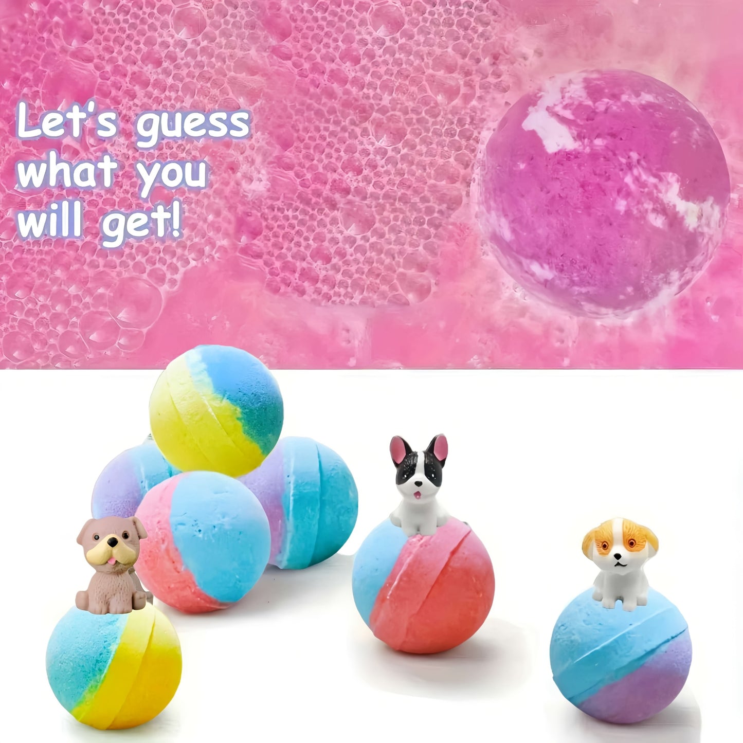 4/6pcs Bath Bombs with Surprise Puppy Inside - Lavender Scented Bubble Bath Salts, 4/6pcs Gift Set for Relaxation & Relaxation, Bath Time Fun.