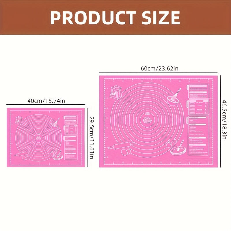 1pc EVA Non-Stick Reusable Baking Mat with Measurements, Food-Grade Dough Rolling & Kneading Pad for Bread, Candy, Cookies, Pastry - Kitchen Cooking Tool for Christmas, Halloween, Easter, Thanksgiving, Valentine'S Day