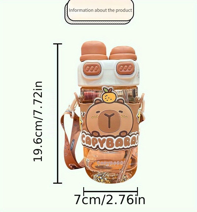 Cute Cartoon Tumbler - Capybara & Puppy Design, Portable, BPA-Free, Large Capacity, Ideal for Sports & Outdoor, Adorable Bear Illustrations