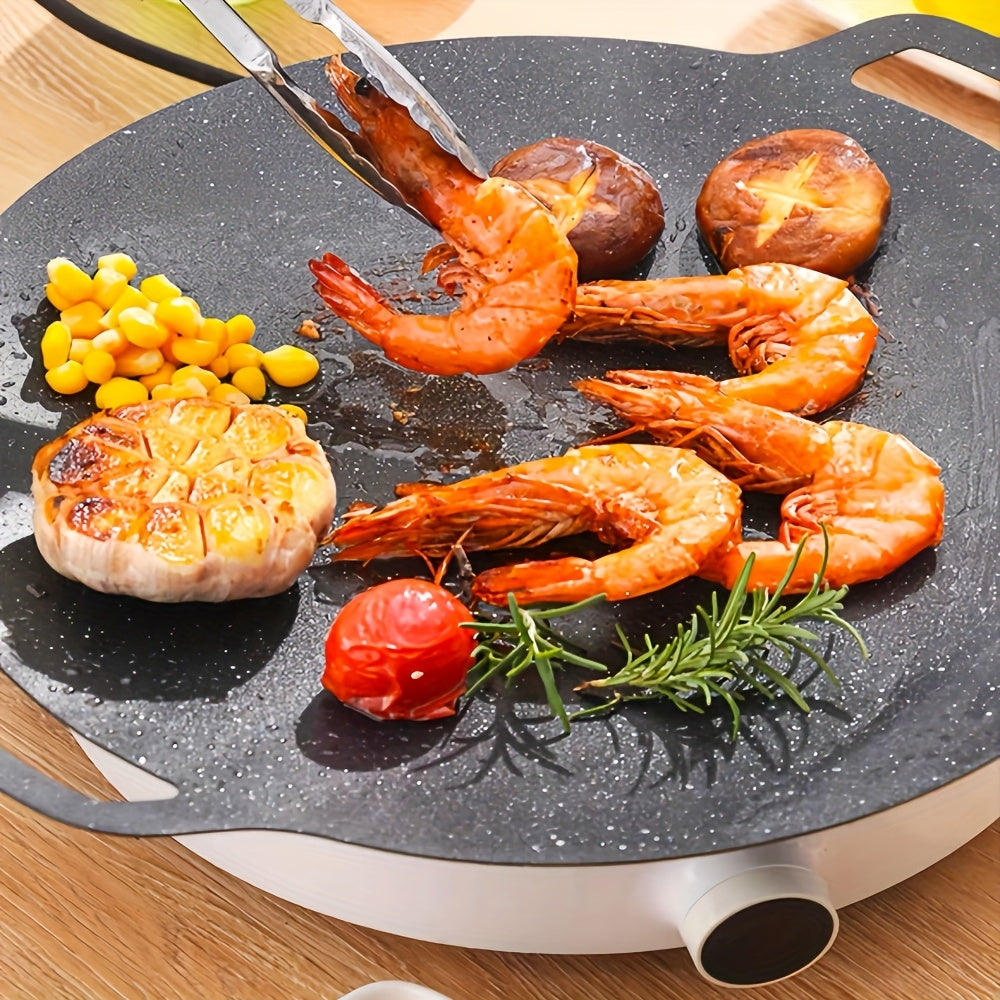 3pcs Thickened Non-stick Korean BBQ Grill 28cm/11.02in, 30cm/11.81in, 32cm/12.59in - Cast Iron Griddle for Home and Outdoor Use
