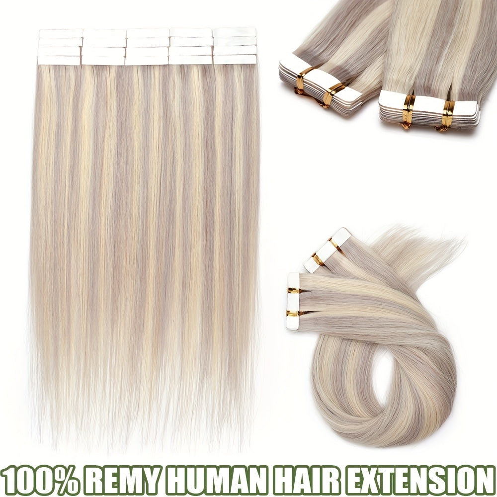 20pcs (50g Each) Brazilian Virgin Hair Extensions - 100% Remy Human Hair, Natural Brown/Blonde/Red/Black/, Straight Hair Extensions with Seamless Beige Weft, Long 35.56-60.96 cm Lengths for Women.