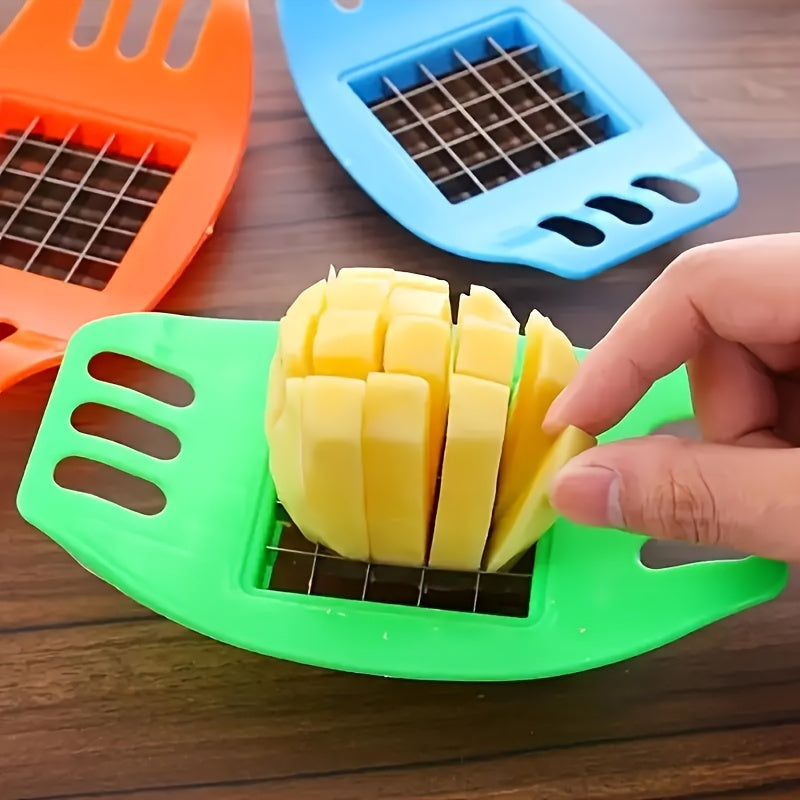1pc Durable EasySlice Multipurpose Kitchen Slicer - Manual PVC Fruit & Vegetable Dicer, Handheld Potato Cutter for French Fries & Salad Prep, Ideal for Home & Restaurant