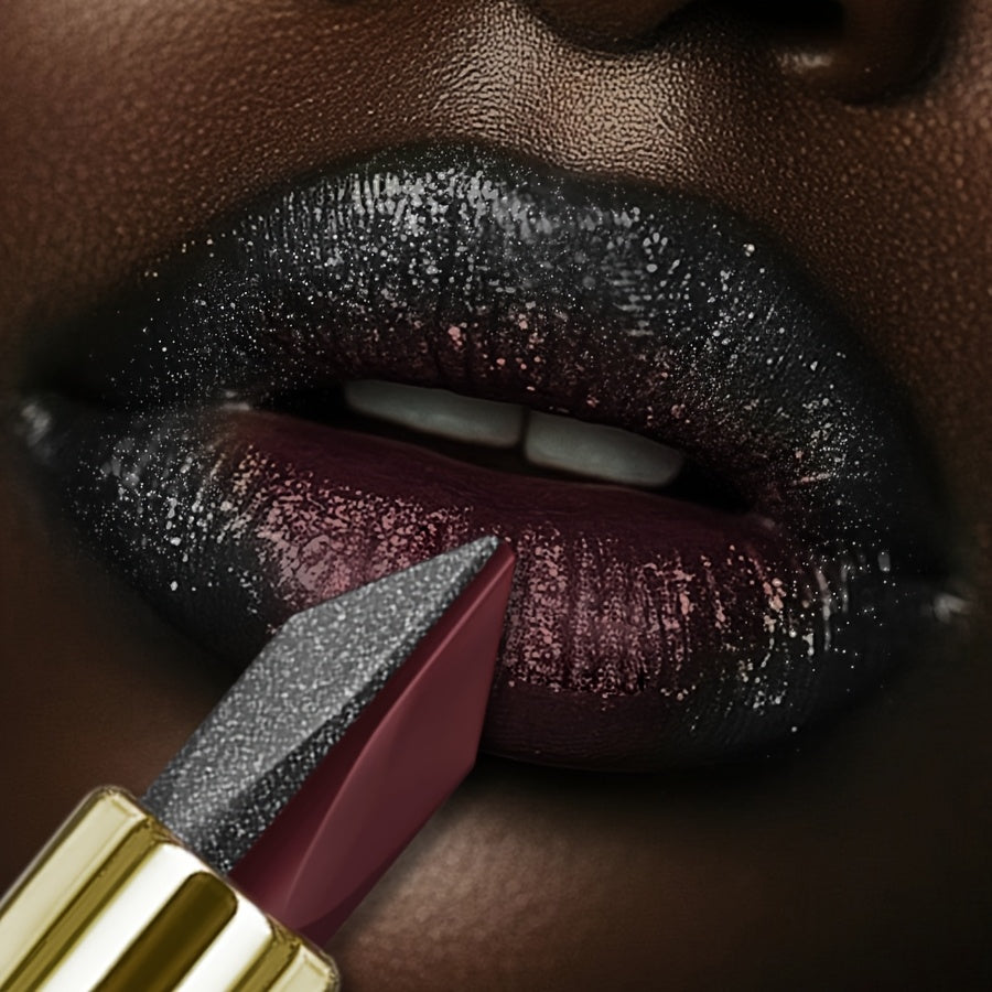 XUS Red & Black Two-Tone Lipstick - Waterproof, Sweatproof, High Pigment, Long-Lasting Makeup for All Skin. T