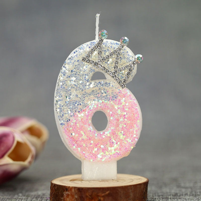 3D Princess Cake Topper Candle, Single Pack Glitter Number Birthday - Paraffin Wax, Single-Wick, Irregular Shape - for Party Decoration Supplies