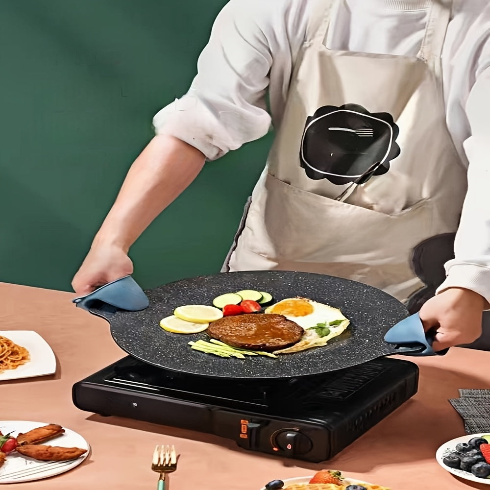3pcs Thickened Non-stick Korean BBQ Grill 28cm/11.02in, 30cm/11.81in, 32cm/12.59in - Cast Iron Griddle for Home and Outdoor Use