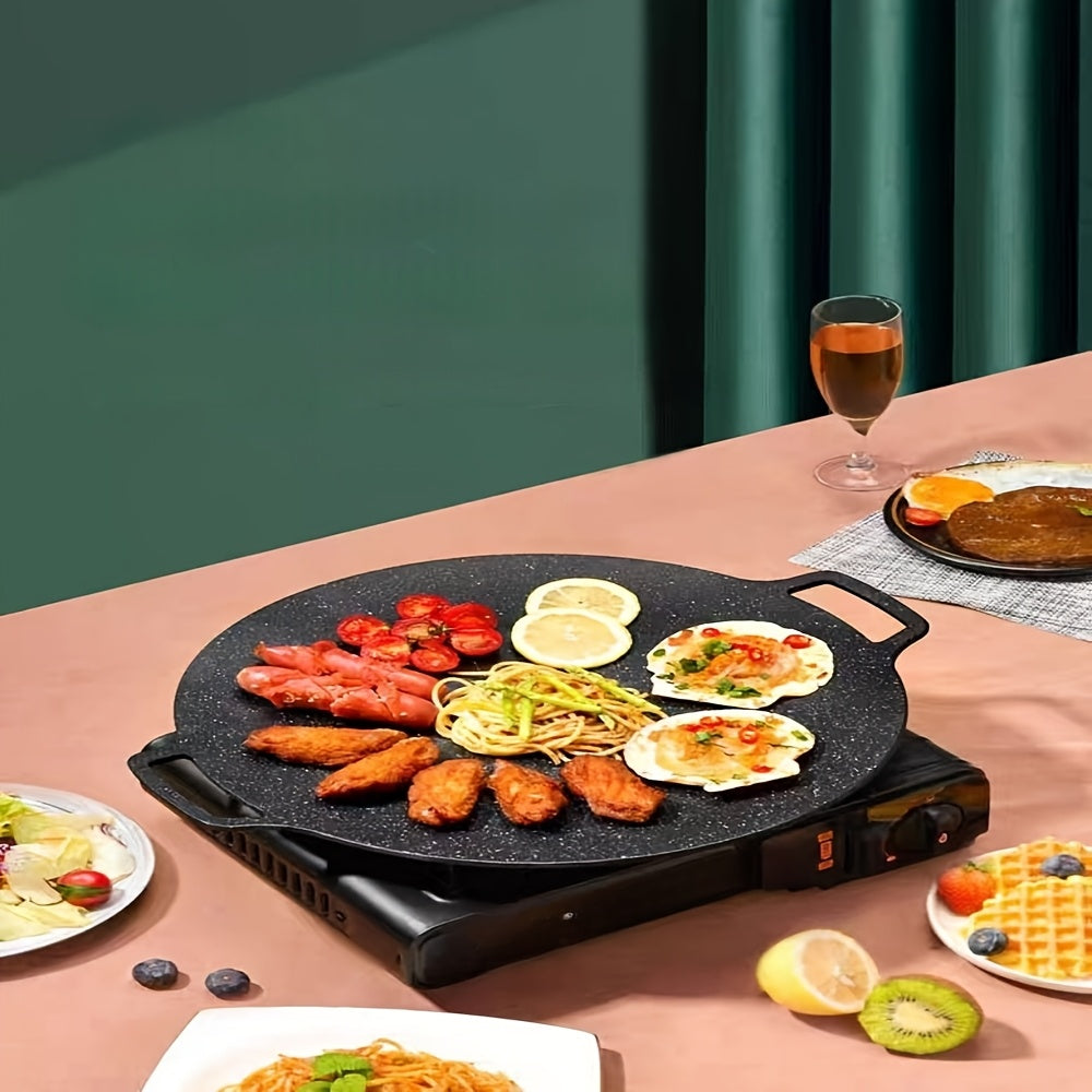 3pcs Thickened Non-stick Korean BBQ Grill 28cm/11.02in, 30cm/11.81in, 32cm/12.59in - Cast Iron Griddle for Home and Outdoor Use