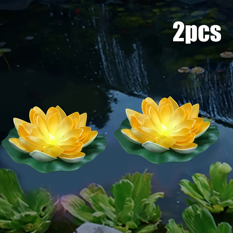 Solar-Powered LED Lotus Lamp - Vibrant Pink & Yellow Flower Designs, Outdoor Patio & Tabletop Decor, Ideal for Garden, Lawn, and Pathway Lighting, Solar Outdoor Light|Lotus Flower Design|Durable Plastic