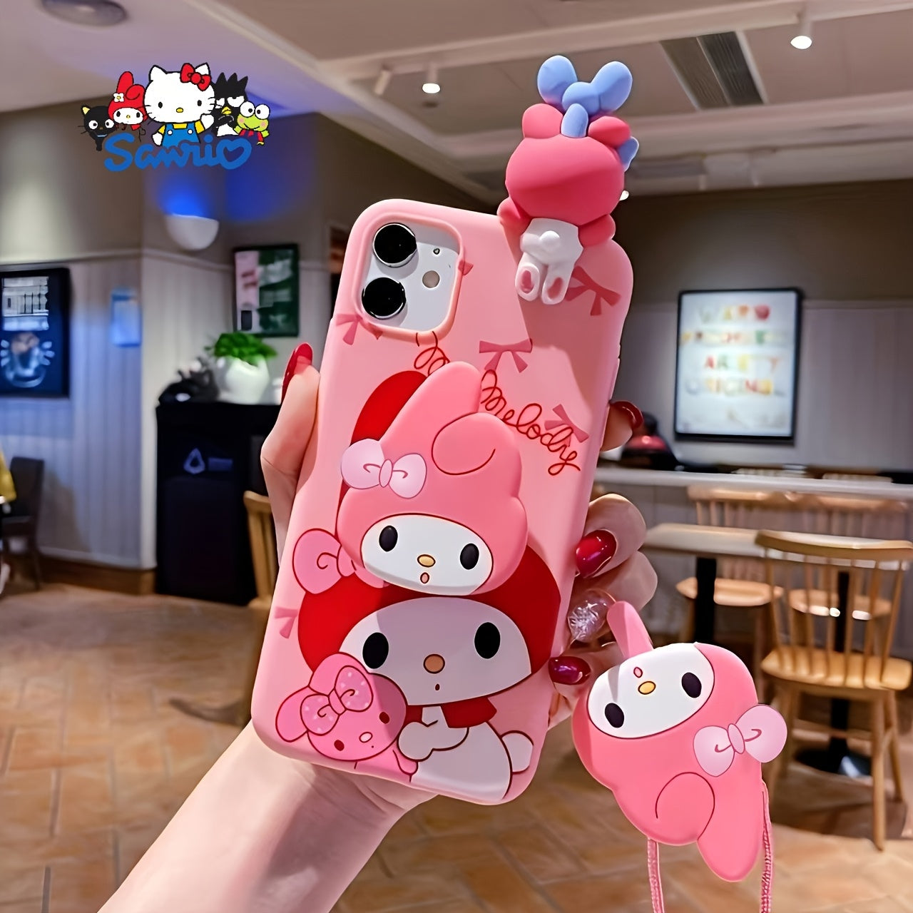 Sanrio Cartoon Mobile Phone Case - Vibrant Full-Coverage TPU Soft Shell with Stand - Compatible with iPhone 16/15/14/13/12/11/XS/XR/X Plus Pro Max, Cute and Fashionable Design