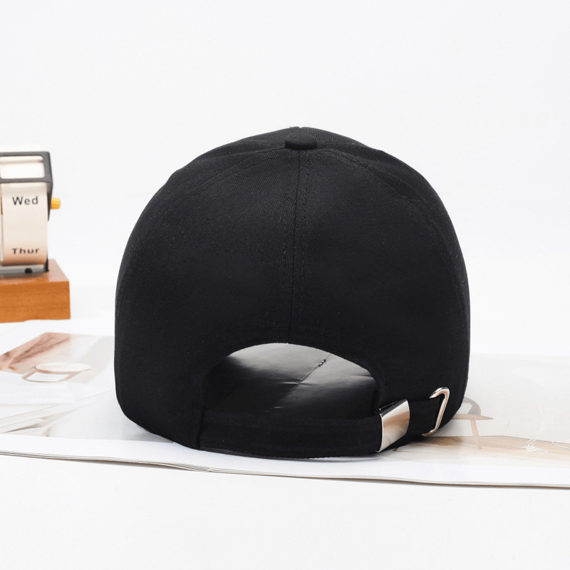 1pc Adjustable Snapback Baseball Cap - Black, Comfortable Fit for All Head Sizes, Stylish & Versatile, Polyester Material, Sports Cap|Sleek Black Cap|Adjustable Fit