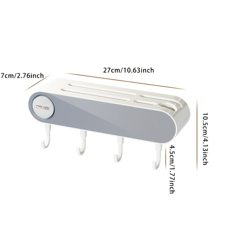 Multifunctional Wall Hanging Knife Holder, Can Hold Multiple Knives, with Integrated Sharpening Stone, Equipped with 4 Hooks, Suitable for Spatulas, Funnel, Kitchen Tools