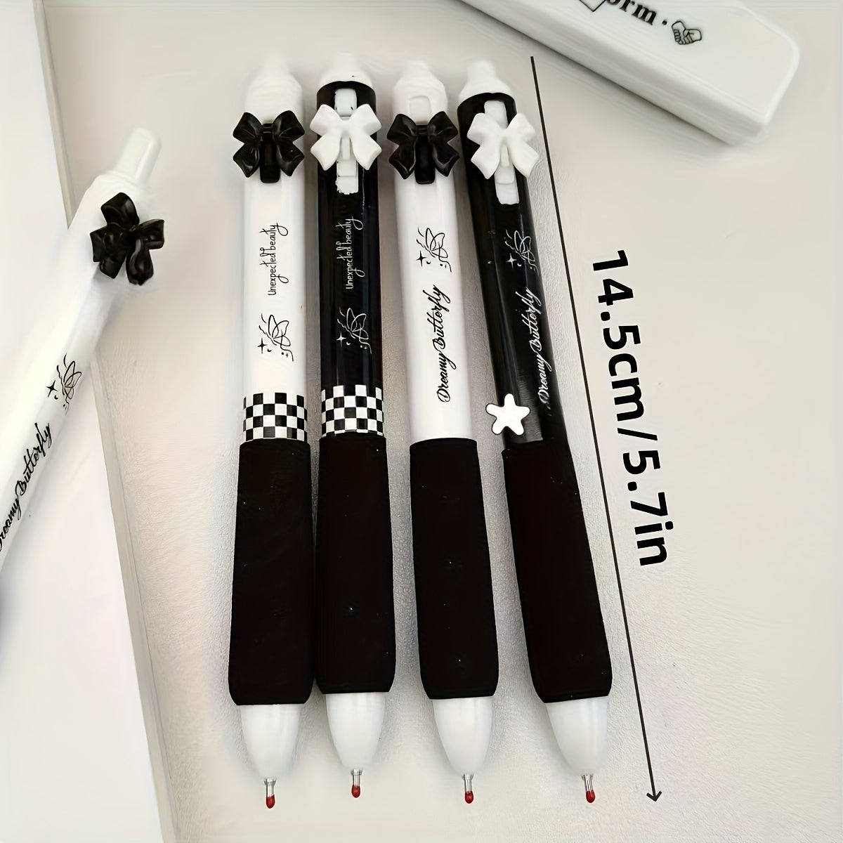 4-Pack Elegant Black & Pink Butterfly
