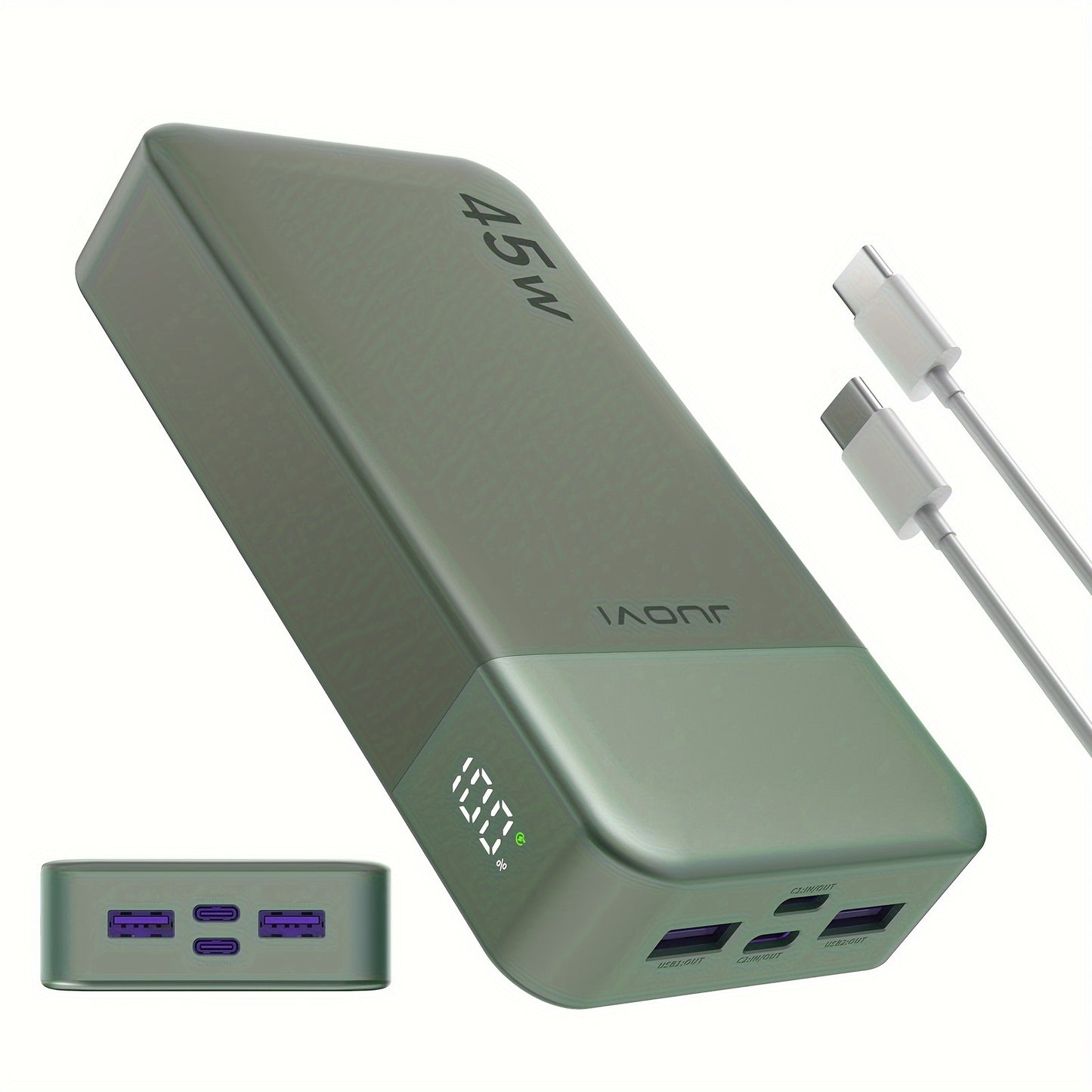 45W 20000mAh Portable Power Bank With LED Display And 4 Interfaces, Capable Of Charging Laptops With Large Capacity