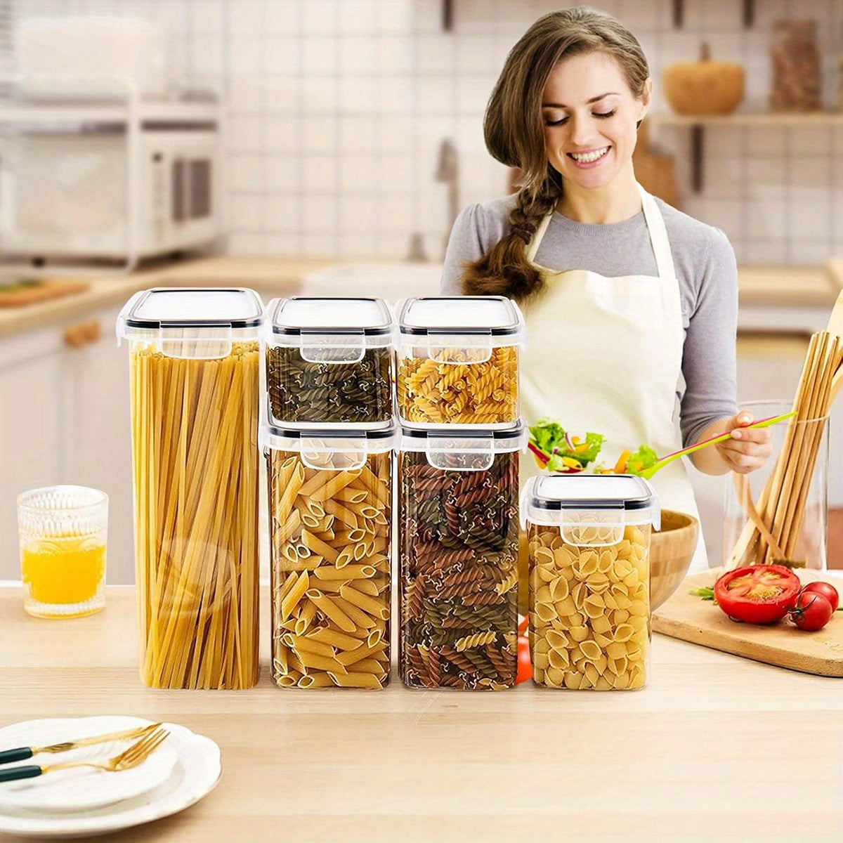 48/24/12pcs Airtight Food Storage Containers with LIDS, Perfect for Kitchen Pantry Organization And Storage Of Grains, Rice, Pasta, Tea, Nuts And Coffee Beans - Dishwasher Safe And Includes Labeled And Labeled Kitchen Items