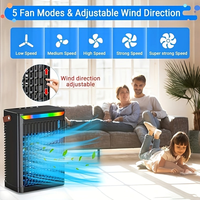Ultra-Large Portable USB Bladeless Fan | Large Capacity Battery, Standable and Wall-Mounted Options, LED Display for Power and Speed with Lighting, Ideal for Travel, Outdoor Activities, and Office Use
