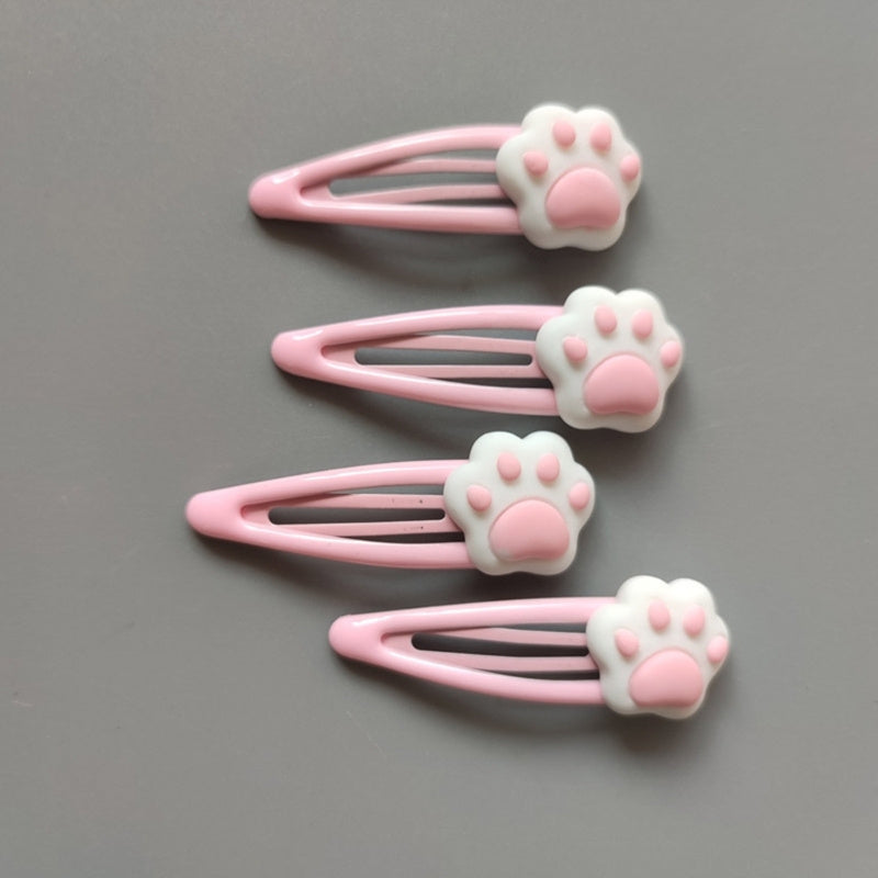 2/4/8pcs Pink And Tender Hair Clip, Cute Cartoon Cat Paw Hair Accessory, No Harm to Hair, Sweet And Girlish Heart, Student Hair Clip Hair Accessory, Headwea