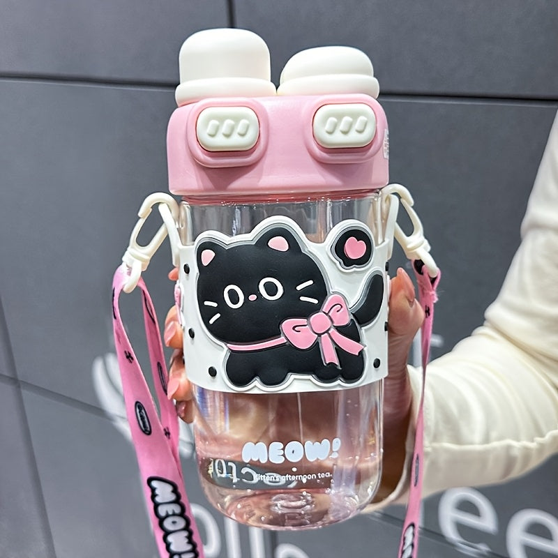Cute Cartoon Tumbler - Capybara & Puppy Design, Portable, BPA-Free, Large Capacity, Ideal for Sports & Outdoor, Adorable Bear Illustrations