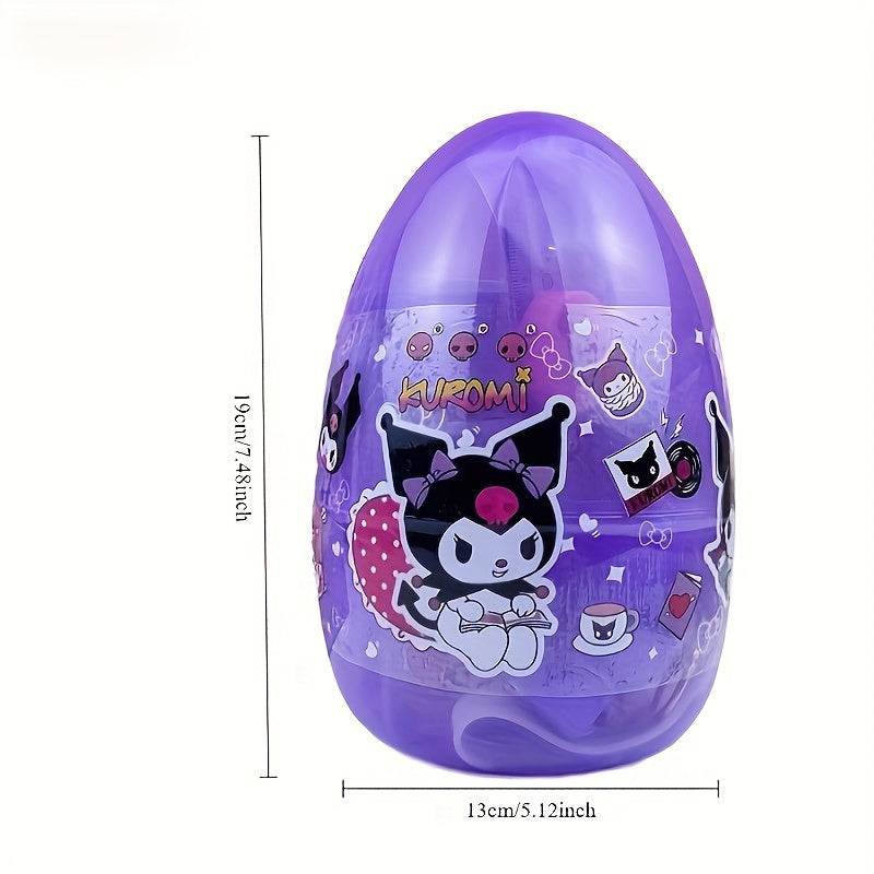 For Hello Kitty Cartoon Egg-Shaped Fine Tool Set, Including 6 Color Watercolor Pens + 6 Colored Pencils + Wallet + Key Chain + 2 Pencils + Ruler + Eraser + Pencil Sharpener + Gift Bag + Birthday Gift and Party Surprise Essent