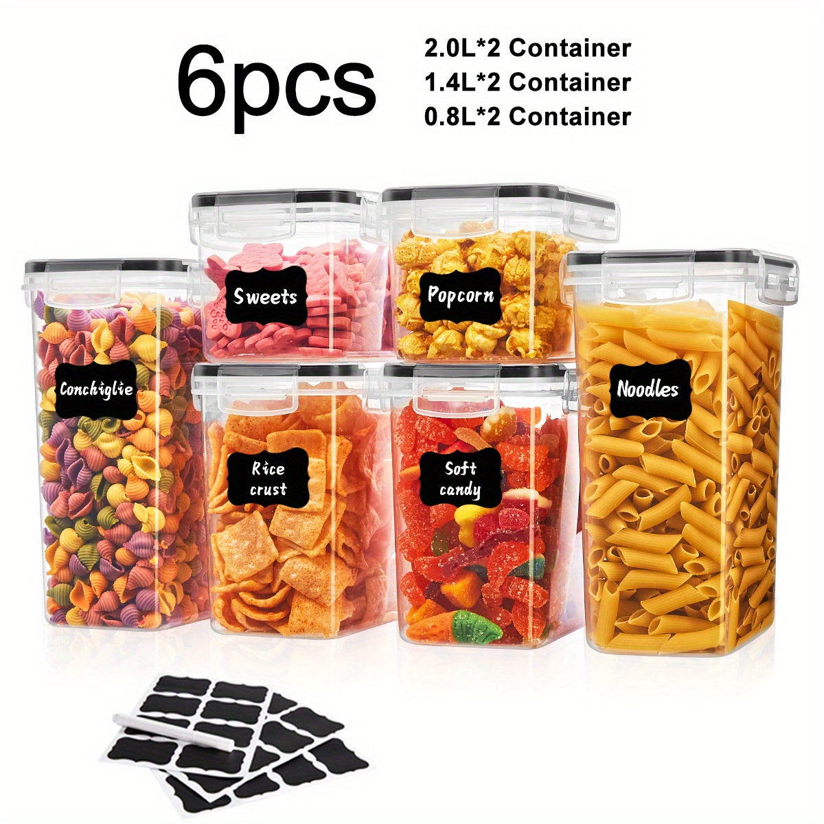 48/24/12pcs Airtight Food Storage Containers with LIDS, Perfect for Kitchen Pantry Organization And Storage Of Grains, Rice, Pasta, Tea, Nuts And Coffee Beans - Dishwasher Safe And Includes Labeled And Labeled Kitchen Items