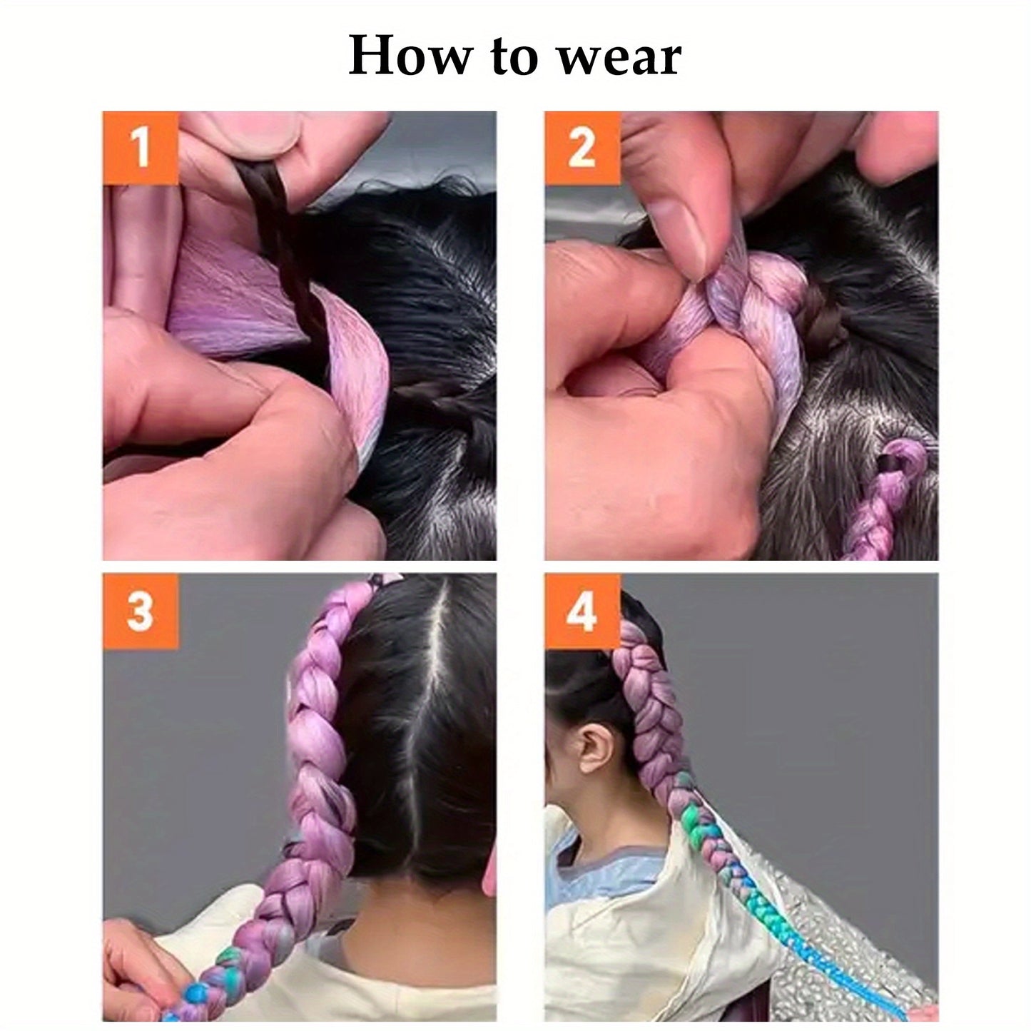 Vibrant Rainbow Gradient Hair Extensions for Women .
