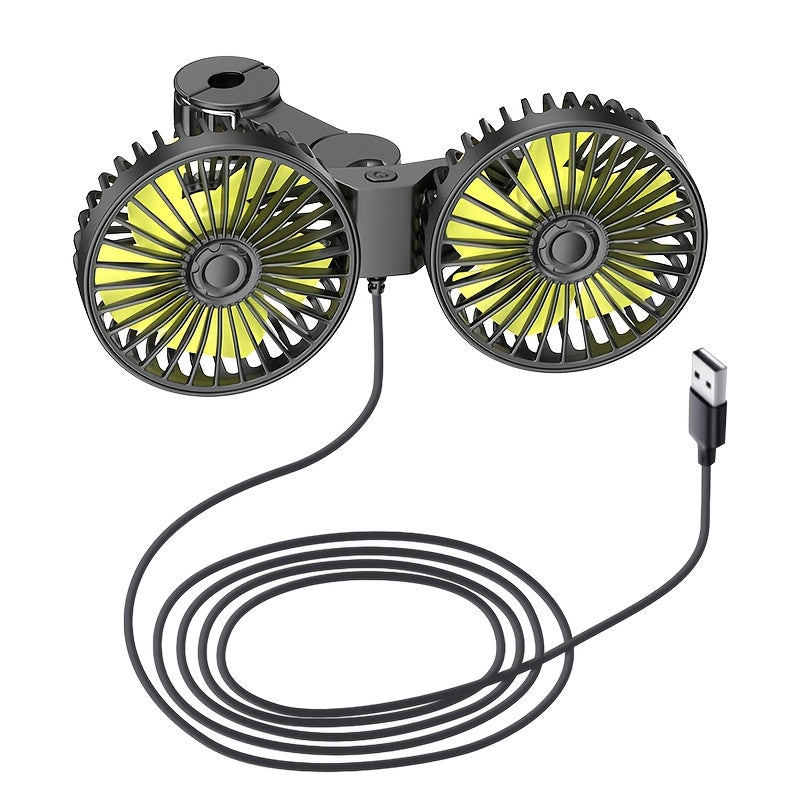Premium Dual-Head Car Fan with USB Interface