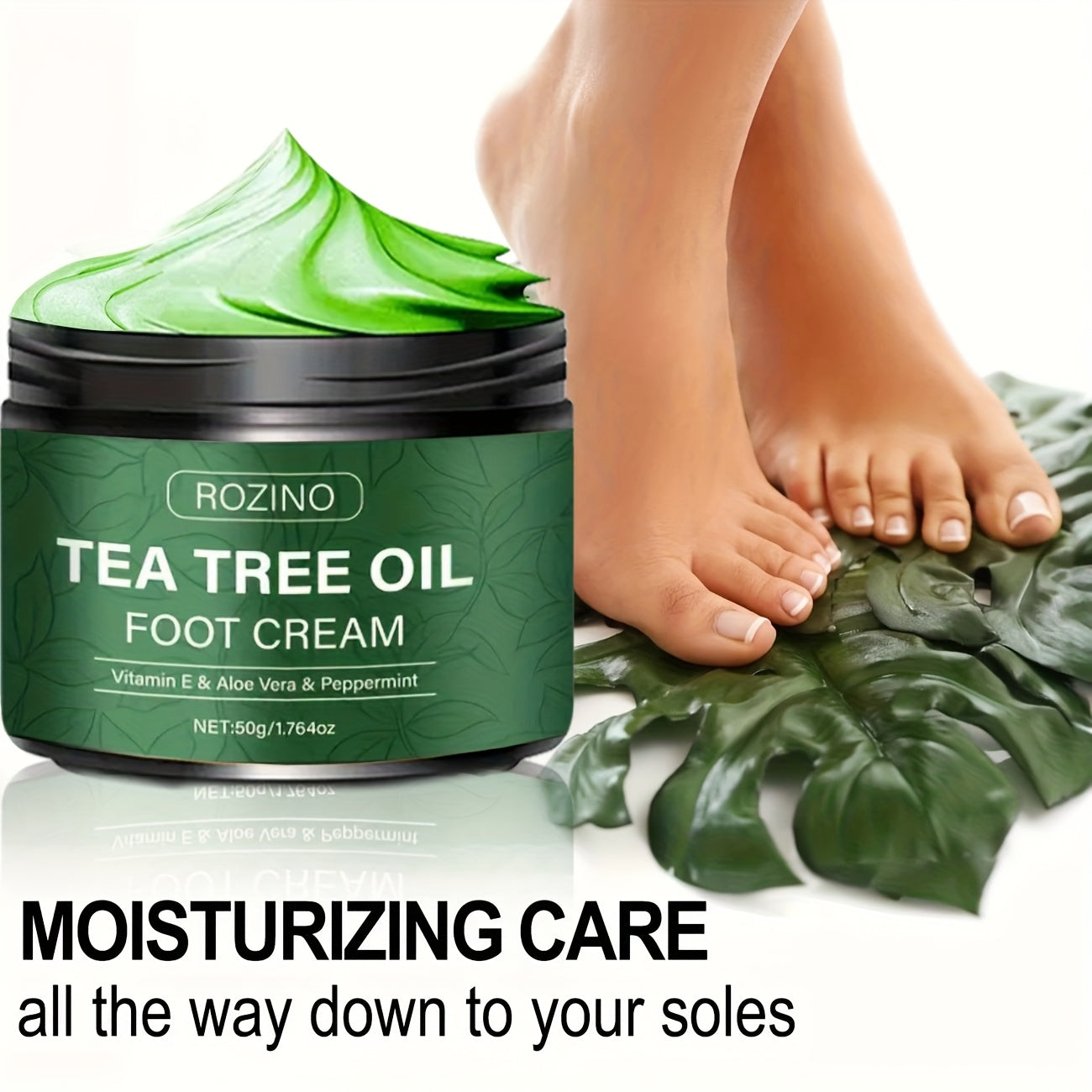 2pcs Tea Tree Oil Foot Cream, Rich in Vitamins E, Aloe Vera & Peppermint,