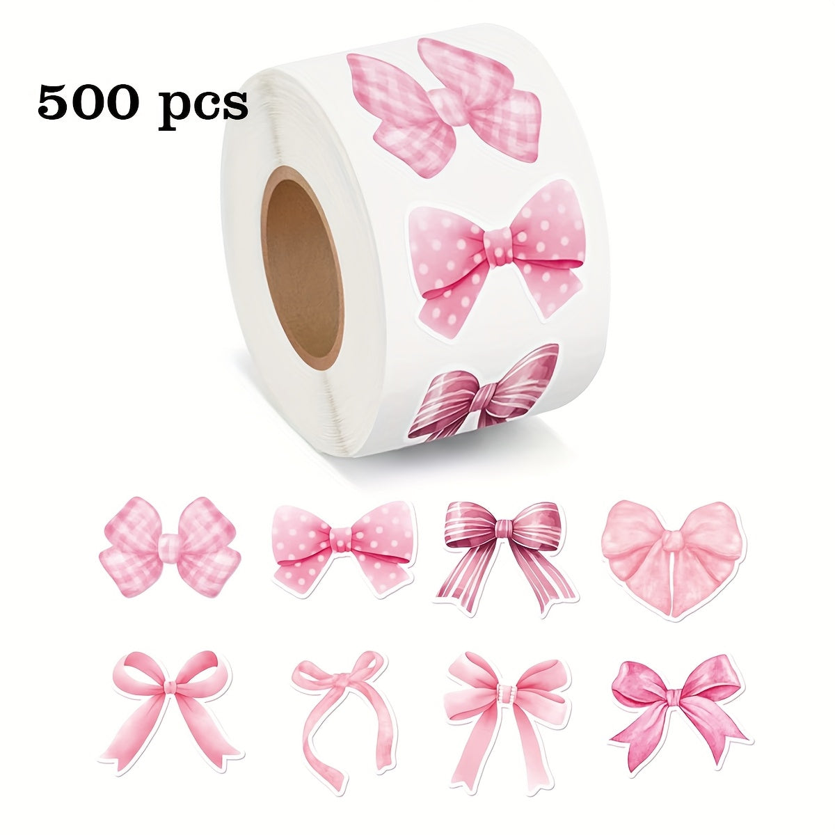 500 Stickers Per Roll, Pink Shaped Self-Adhesive Paper with 16 Design Options, Perfect for Lively Girls' Aesthetics, Suitable for Gifts, Notebooks, Laptops, Bottles, Scrapbooking, Luggage, Envelopes, And DIY Decorations, Made