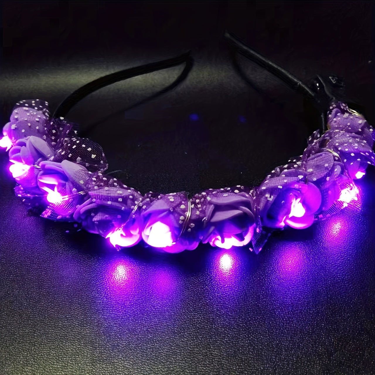 1pc luminous headwear hair hoop luminous flower wreath bride headwear hair hoop night market stall decorations Christmas Halloween headwear accessories