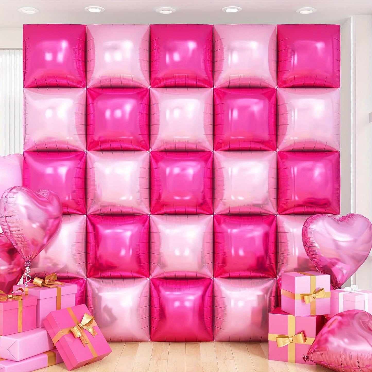 25pcs Double-Sided Pink & Red Aluminum Balloon Wall Set, 48.26cm Metal Tunnel Arch, Perfect for Photo Booths, Weddings, Anniversaries, Birthdays - Festive Party Backdrop with Sparkling Balloons, Party Backdrop | Colorful Ball