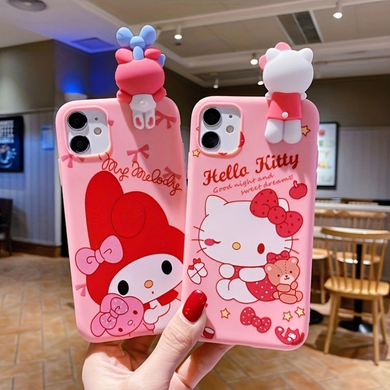 Sanrio Cartoon Mobile Phone Case - Vibrant Full-Coverage TPU Soft Shell with Stand - Compatible with iPhone 16/15/14/13/12/11/XS/XR/X Plus Pro Max, Cute and Fashionable Design