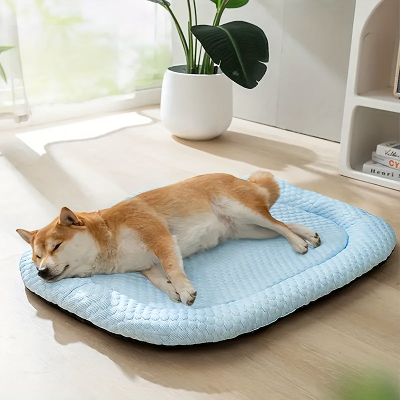 Light Blue Washable Summer Cooling Mat for Dogs - Cool Bean Pad for Pets When Going Out, Car Pet Cooling Pad, Breathable and Comfortable, Heat Dissipation and Ventilation, Kühlmatte Hund