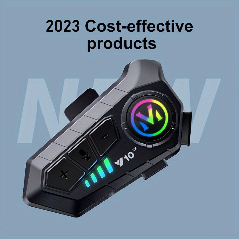 Wireless Motorcycle Helmet Intercom, 2-Rider 300M Range, Noise Reduction Earphone, Music Sharing, Call Control, Type-C Charging, 1000mAh Lithium Polymer Battery, Plastic Material, No Charger Included