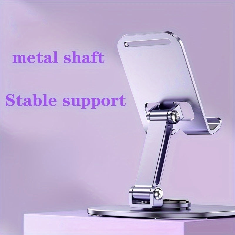 360° Rotating Metal Phone and Tablet Stand | Foldable Desktop Holder with Suction Cup Base | Adjustable Height & 180° Tilt | Multi-Angle Viewing Angle | Sleek Metallic Finish | Ideal for Office Use, Portable Device Stand |