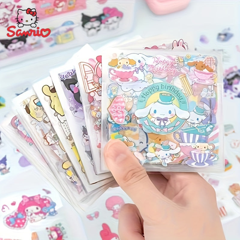 20-Count Sanrio Hello Kitty Waterproof PET Stickers - Non-Repetitive Cartoon & Animal Designs for Scrapbooking, DIY Projects, And Water Bottles