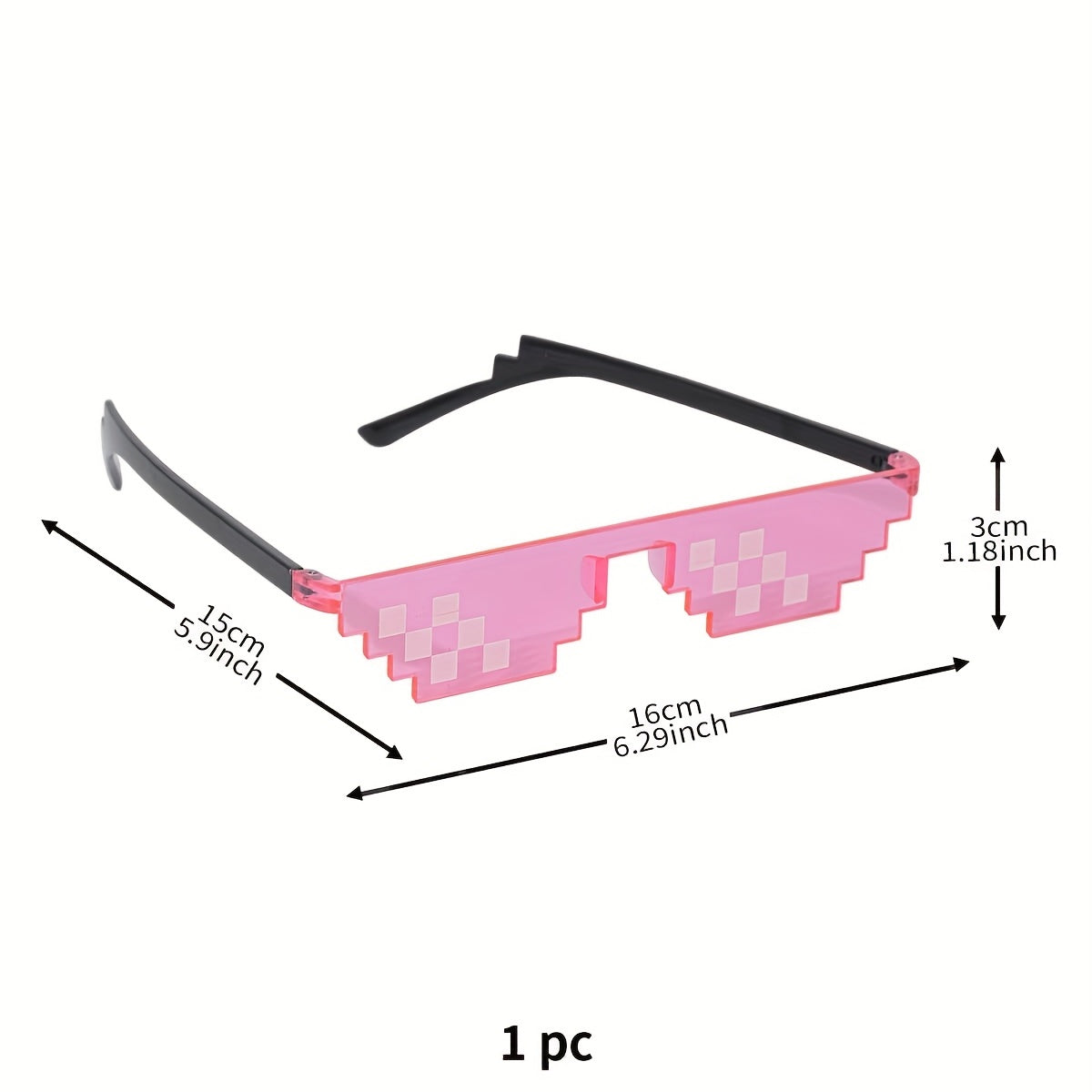 1pc Pink Pixel Mosaic Party Glasses - Fun Anime-Inspired Photo Prop, Durable Plastic, Ideal for Graduations, Celebrations & General Parties, Festive Accessories|Anime Style Glasses|Durable Plastic Frames