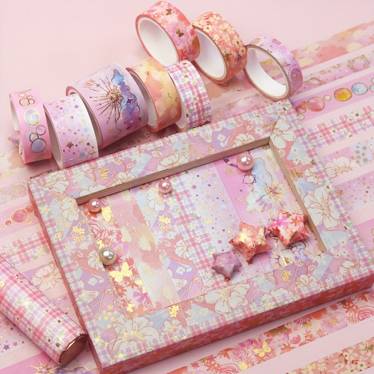 9 Rolls Golden Foil Washi Tape Set