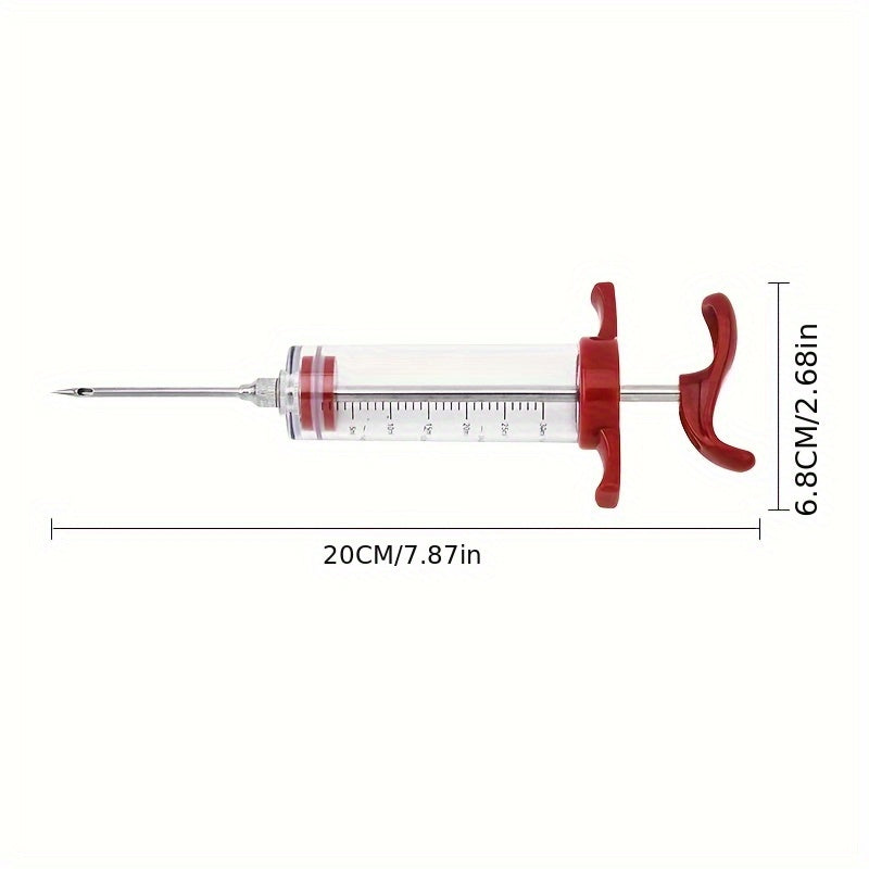 30ml Plastic BBQ Marinade Syringe - Easy-to-Use Meat Injector Tool with Clear Measurement Markings, Perfect for Seasoning Turkey, Steaks, and Vegetables, Kitchen Cooking Accessory, Easy Grip Handle, Sturdy Construction