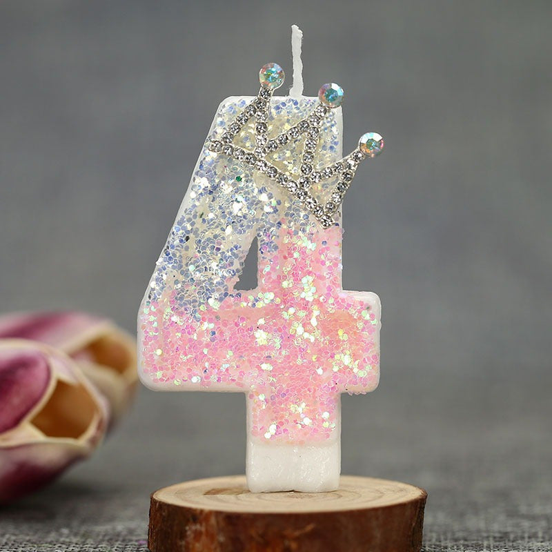 3D Princess Cake Topper Candle, Single Pack Glitter Number Birthday - Paraffin Wax, Single-Wick, Irregular Shape - for Party Decoration Supplies