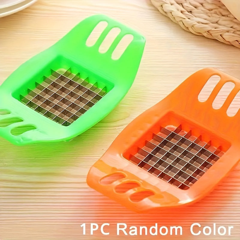 1pc Durable EasySlice Multipurpose Kitchen Slicer - Manual PVC Fruit & Vegetable Dicer, Handheld Potato Cutter for French Fries & Salad Prep, Ideal for Home & Restaurant