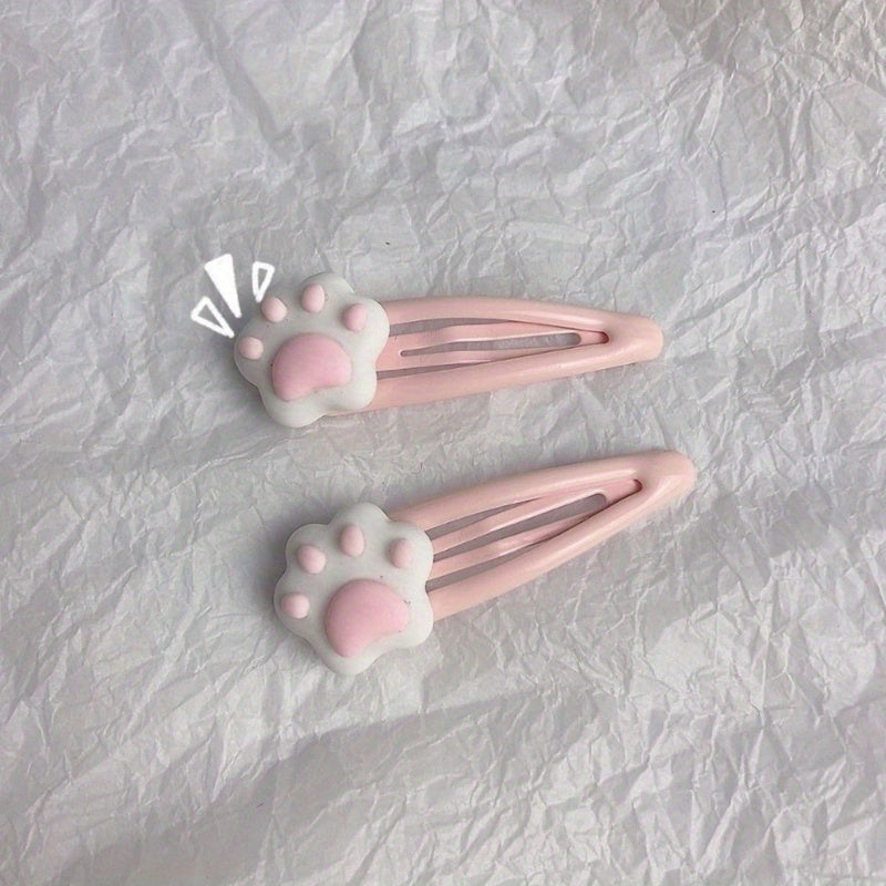 2/4/8pcs Pink And Tender Hair Clip, Cute Cartoon Cat Paw Hair Accessory, No Harm to Hair, Sweet And Girlish Heart, Student Hair Clip Hair Accessory, Headwea
