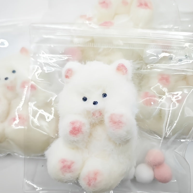 1pc Cuddly Soft Plush Puppy Toy - Slow Rebound, Stress Relief Squeeze Companion, Rubber Material, White with Pink Accents