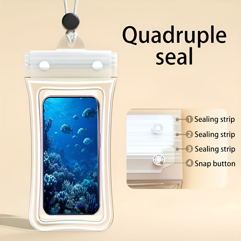 1PSC/2pcs new four-color optional summer waterproof mobile phone bag air hemming thickened mobile phone case waterproof bag, waterproof mobile phone case universal mobile phone of various sizes, suitable for beach cruise trav