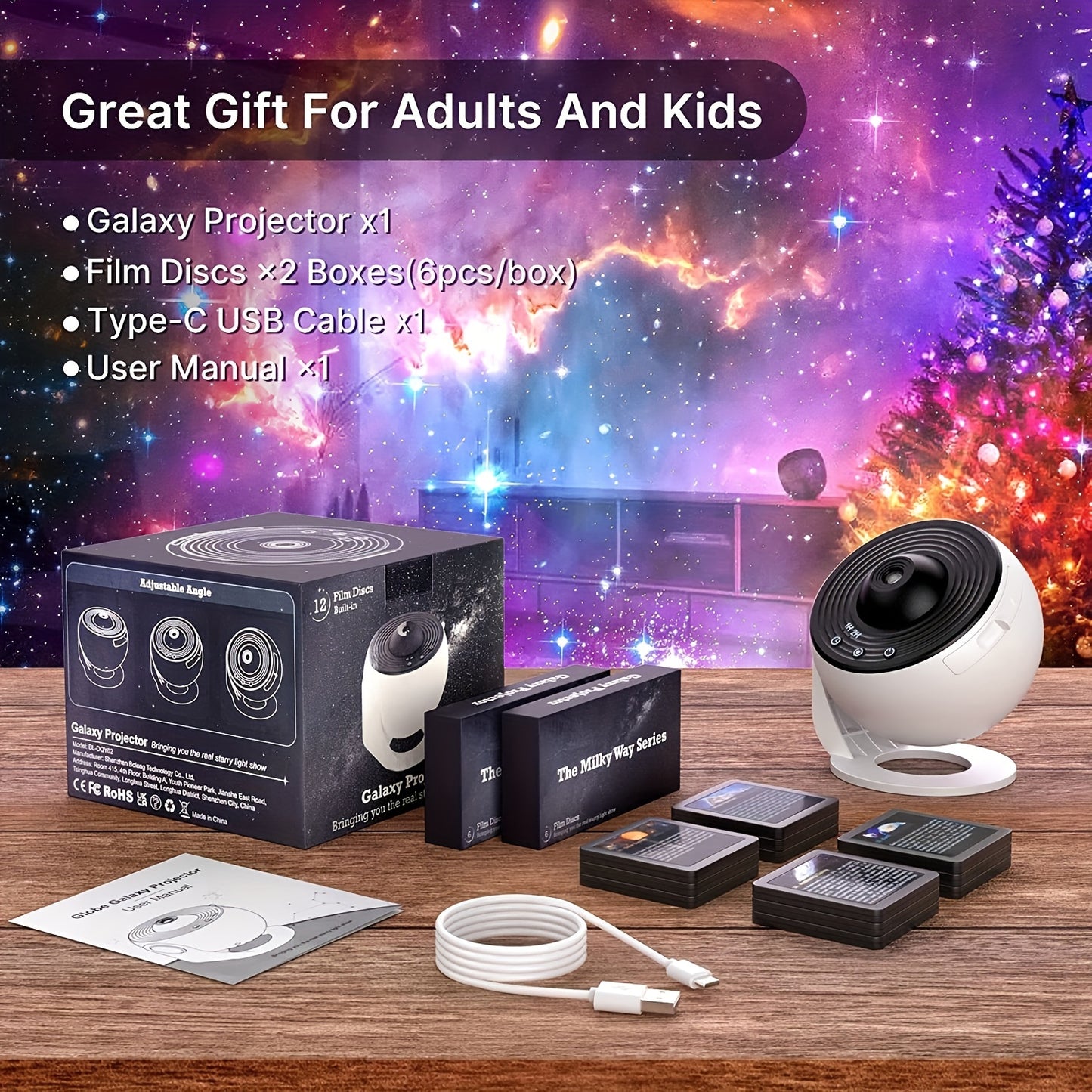 13-in-1 LED Galaxy Projection Night Light, Starry Sky Projection Lamp.