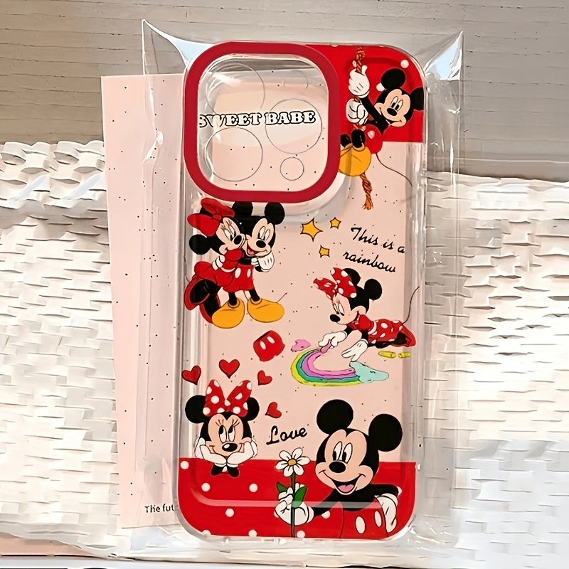 Disney Has Licensed a Transparent Phone Case Featuring a Red Minnie Mouse, Compatible with Iphone 16/15/14/13/12/11/XS/XR/X Plus Pro Max. This Cute And Stylish TPU Case Offers Full Coverage And Makes for an Ideal Gift.