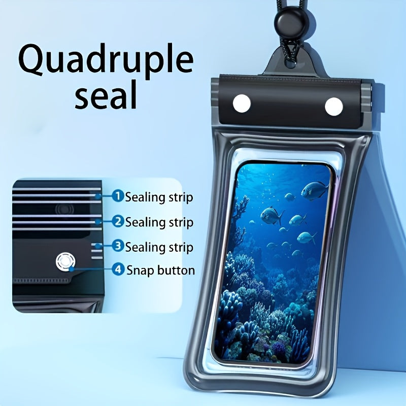 1PSC/2pcs new four-color optional summer waterproof mobile phone bag air hemming thickened mobile phone case waterproof bag, waterproof mobile phone case universal mobile phone of various sizes, suitable for beach cruise trav