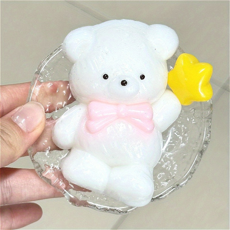 Soft Taba Toy, Magic Star Bear Cute Creamy High-End Sensory Toy, Suitable as Relaxation Toy, Safe TPR Material, Excellent Companion for Relaxation, Birthday/Party/Festival Gift