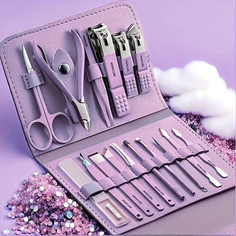 (3 Colours Available) 16pcs Premium Stainless Steel Manicure And Pedicure