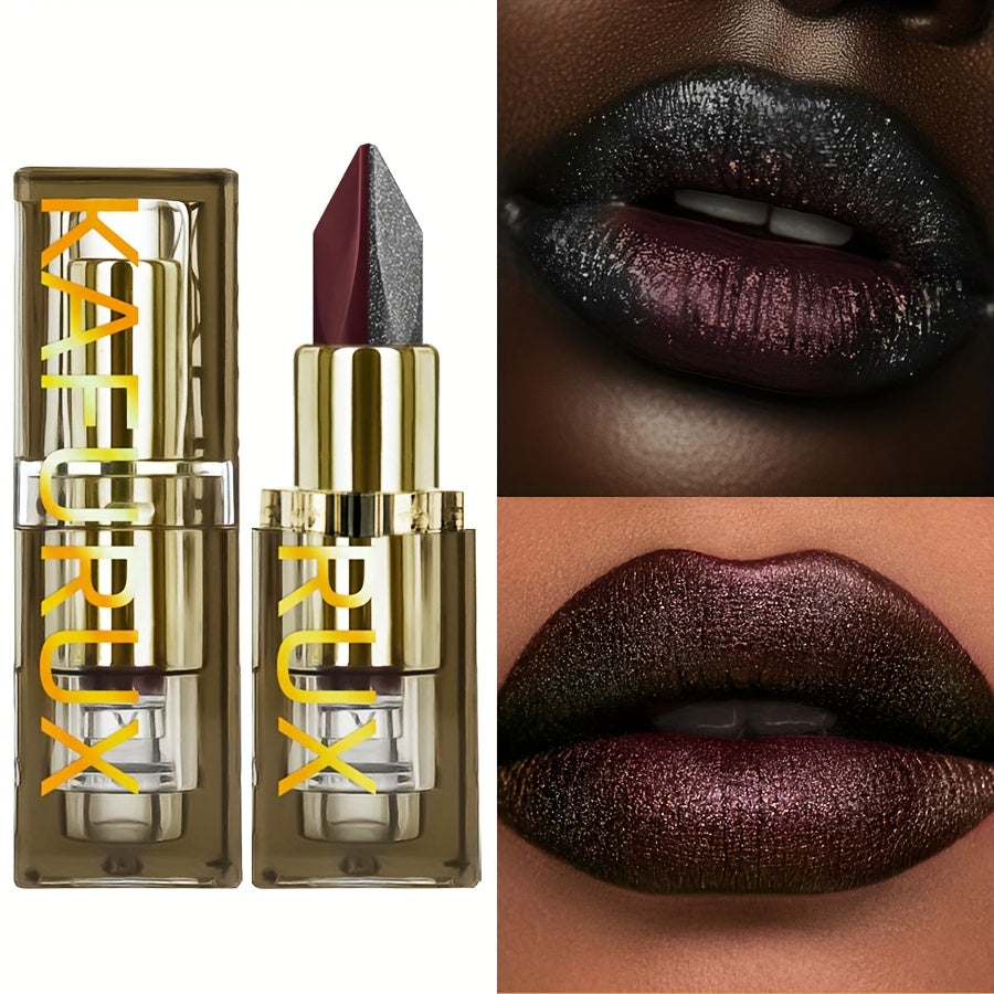 XUS Red & Black Two-Tone Lipstick - Waterproof, Sweatproof, High Pigment, Long-Lasting Makeup for All Skin. T