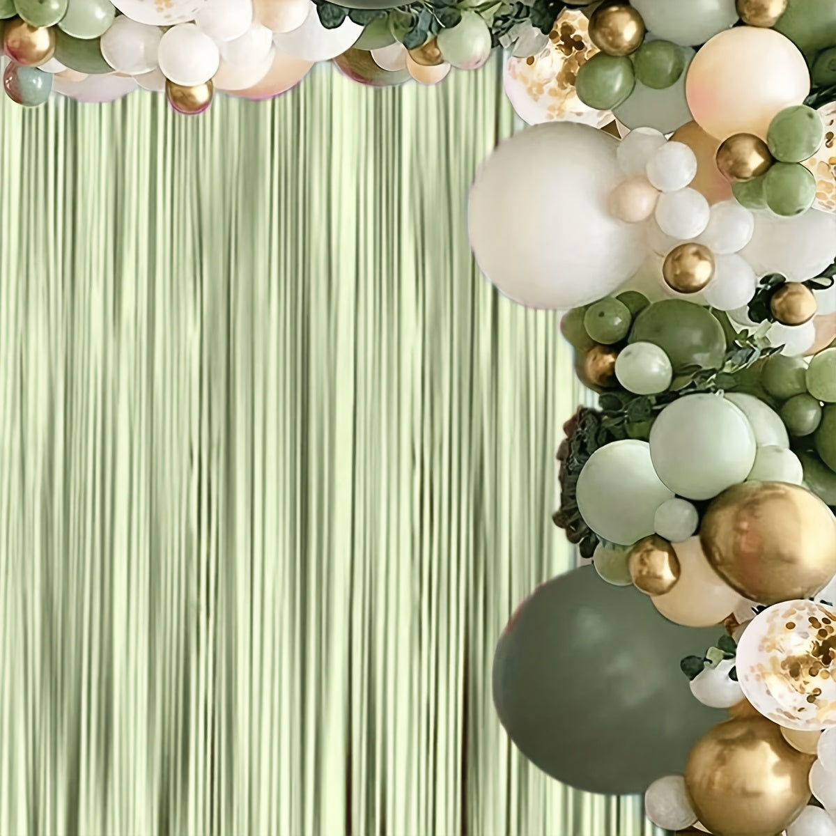 1pc Matte Sage Green Tassel Backdrop, 100.0x200.0cm - Perfect for Weddings, Birthdays, and Themed Parties - Versatile Celebration Decor with Shimmering Plastic Tassels, Party Backdrop|Shimmering Decor|Durable Plastic Tassel,