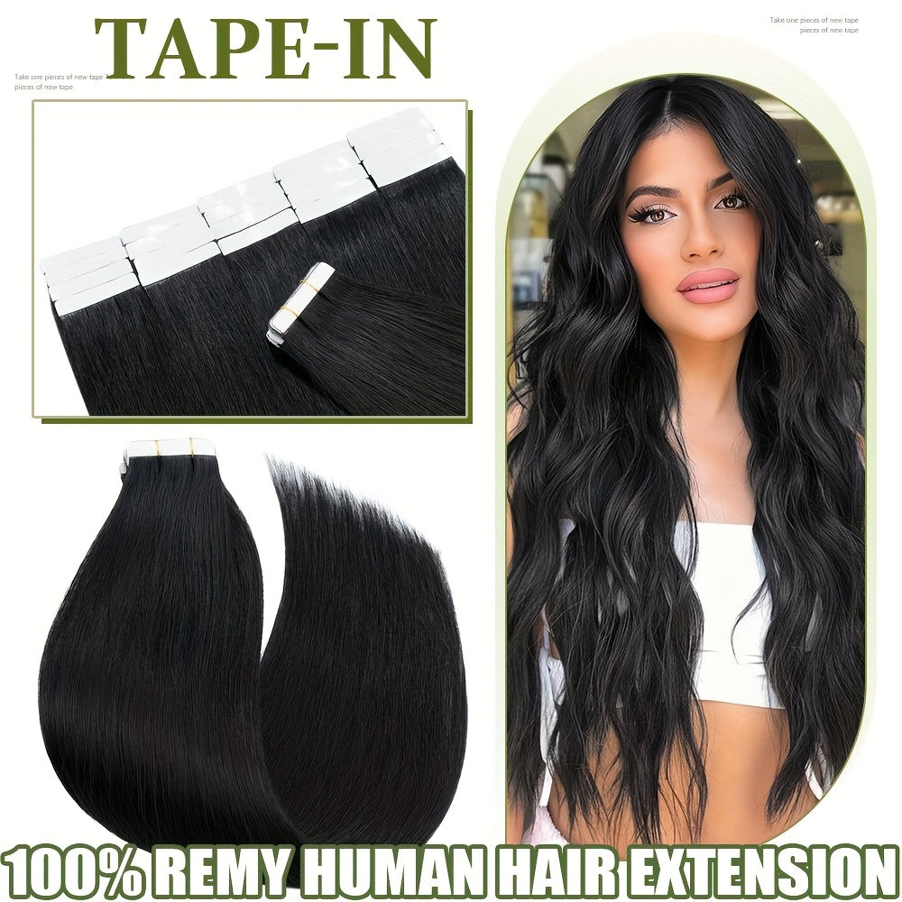 20pcs (50g Each) Brazilian Virgin Hair Extensions - 100% Remy Human Hair, Natural Brown/Blonde/Red/Black/, Straight Hair Extensions with Seamless Beige Weft, Long 35.56-60.96 cm Lengths for Women.