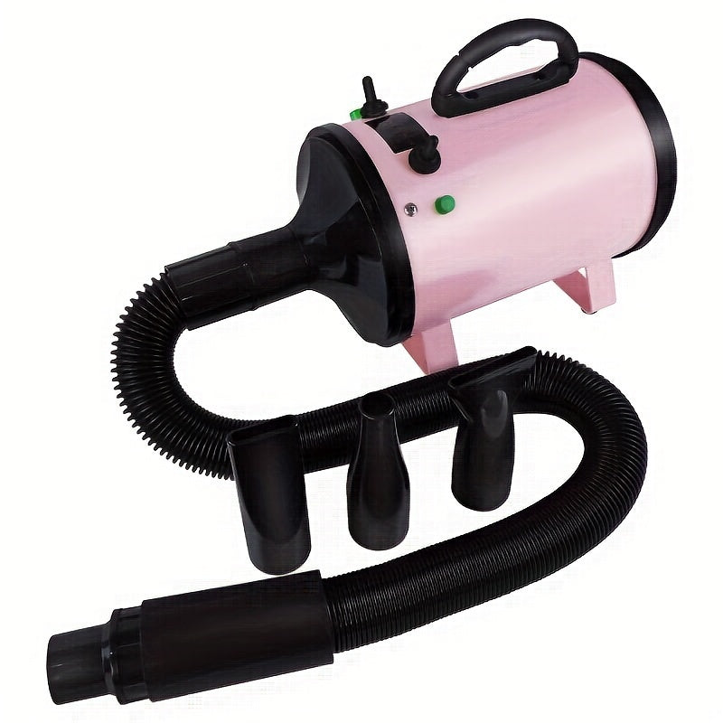 2800W Low Noise Pet Dog Cat Grooming Hair Dryer with 2.5M Hose, 3 Different Nozzles, and Heater